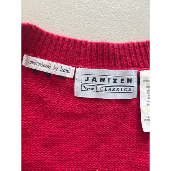 Jantzen Classics Ugly Sweater Vest Women Size Large Red Hearts Christmas Holiday - Picture 4 of 9